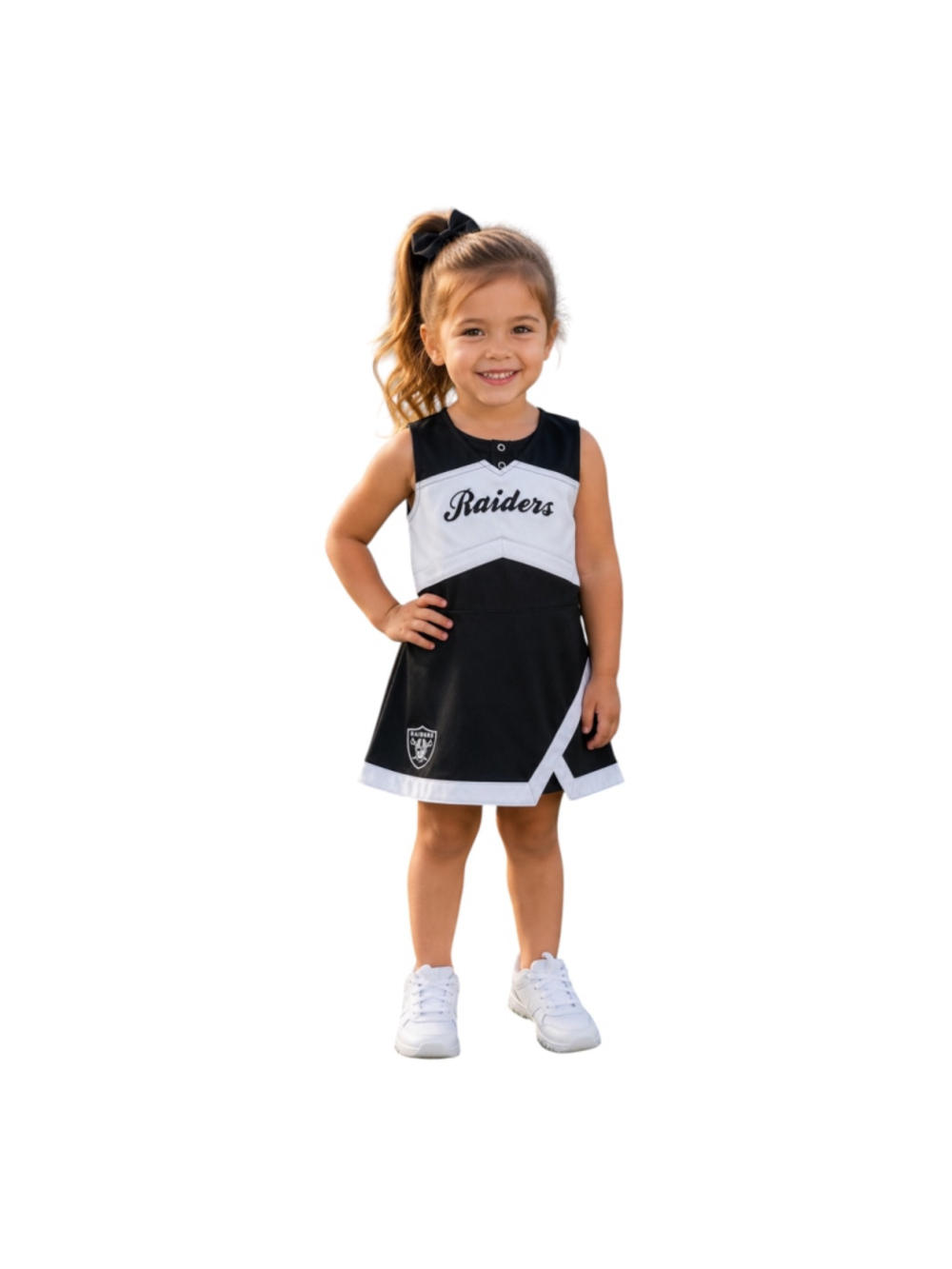 NFL Team Apparel Las Vegas Raiders Cheerleader Dress Toddler Girls 4T Black Whit